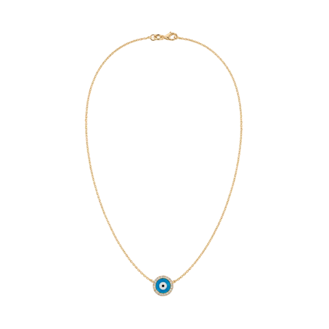 18K Yellow Gold Reversible Evil Eye & Flower Pendant Necklace 15"