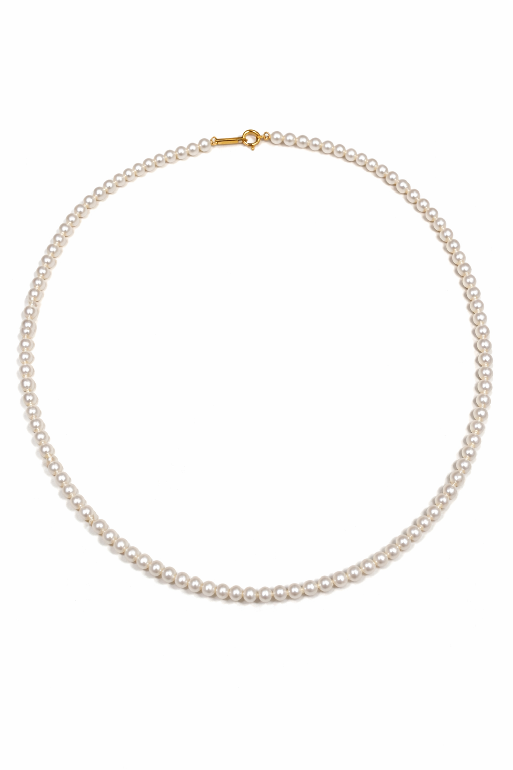 18K Fresh Water Cultured Pearl Necklace with Yellow Gold Clasp 3.9 – 4.1mm Diameter