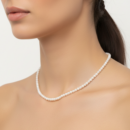 18K Fresh Water Cultured Pearl Necklace with Yellow Gold Clasp 3.9 – 4.1mm Diameter