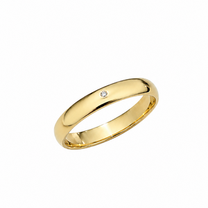 18K Yellow Gold Single Diamond Flush-Set Band 4mm