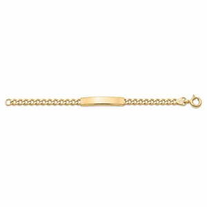 18K Yellow Gold Curb Chain ID Bracelet 5" 4mm Kids