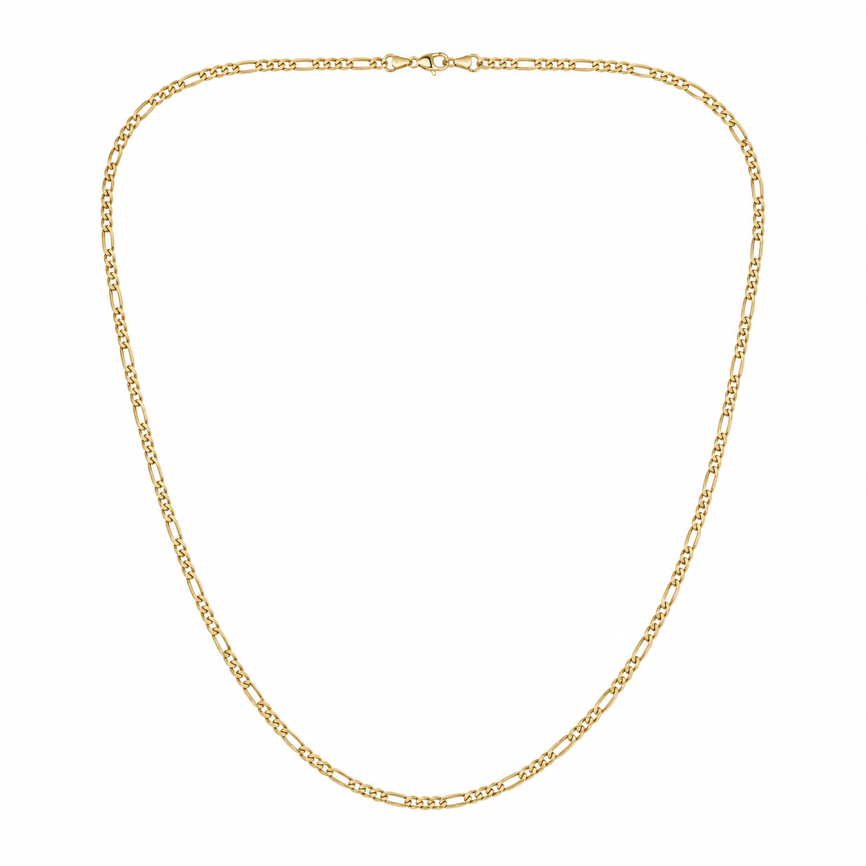 18K Yellow Gold Flat Figaro Chain Necklace 22" 4mm