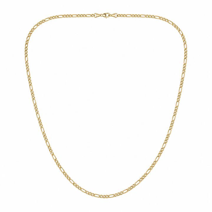 18K Yellow Gold Flat Figaro Chain Necklace 4mm