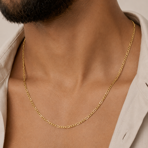 18K Yellow Gold Flat Figaro Chain Necklace 22" 4mm