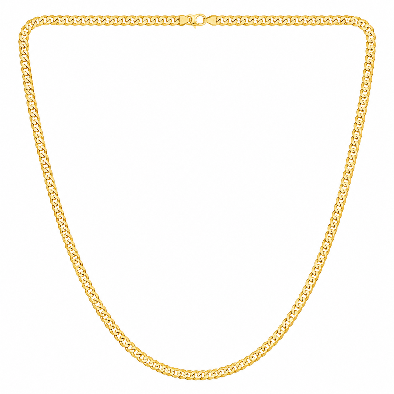 18K Yellow Gold Curb Chain Necklace 22" 4mm