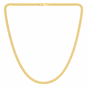 18K Yellow Gold Curb Chain Necklace 22" 4mm
