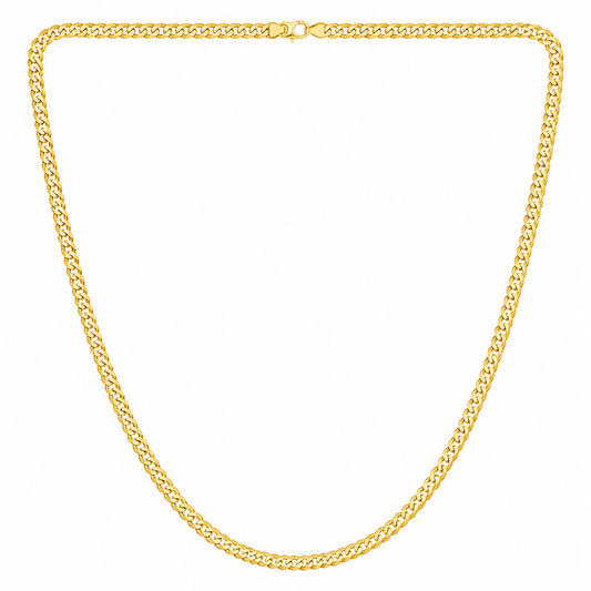 18K Yellow Gold Curb Chain Necklace 22" 4mm