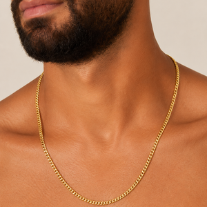 18K Yellow Gold Curb Chain Necklace 22" 4mm