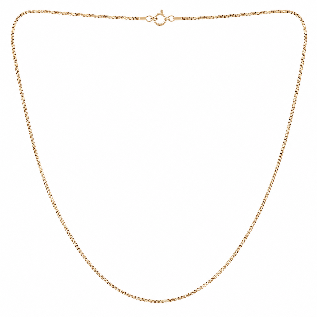 10K Yellow Gold Box Chain Necklace 24" 1mm