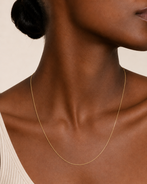 10K Yellow Gold Box Chain Necklace 24" 1mm