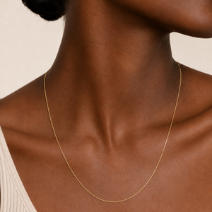 18K Yellow Gold Box Chain Necklace 20" 0.8mm