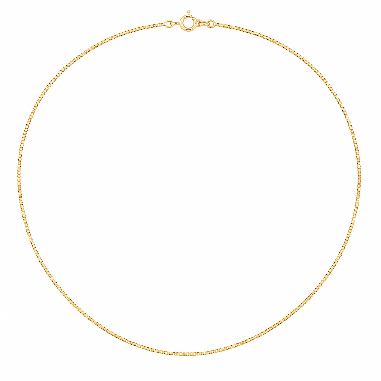 18K Yellow Gold Box Chain Necklace 20" 0.8mm