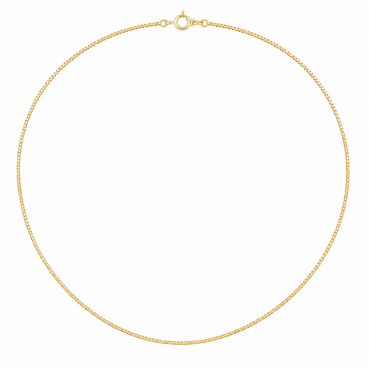 18K Yellow Gold Box Chain Necklace 20" 0.8mm