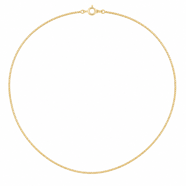 18K Yellow Gold Box Chain Necklace 20" 0.8mm