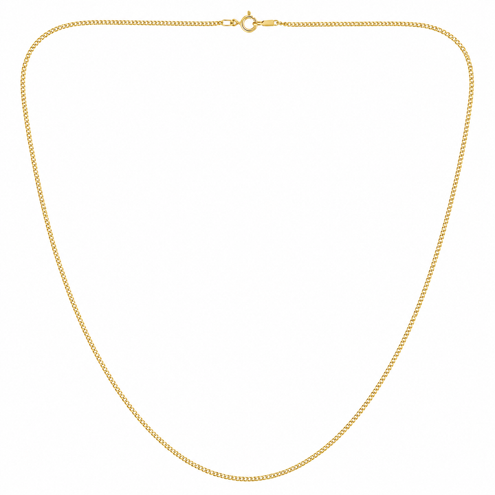 18K Yellow Gold Curb Chain Necklace 20" 1mm