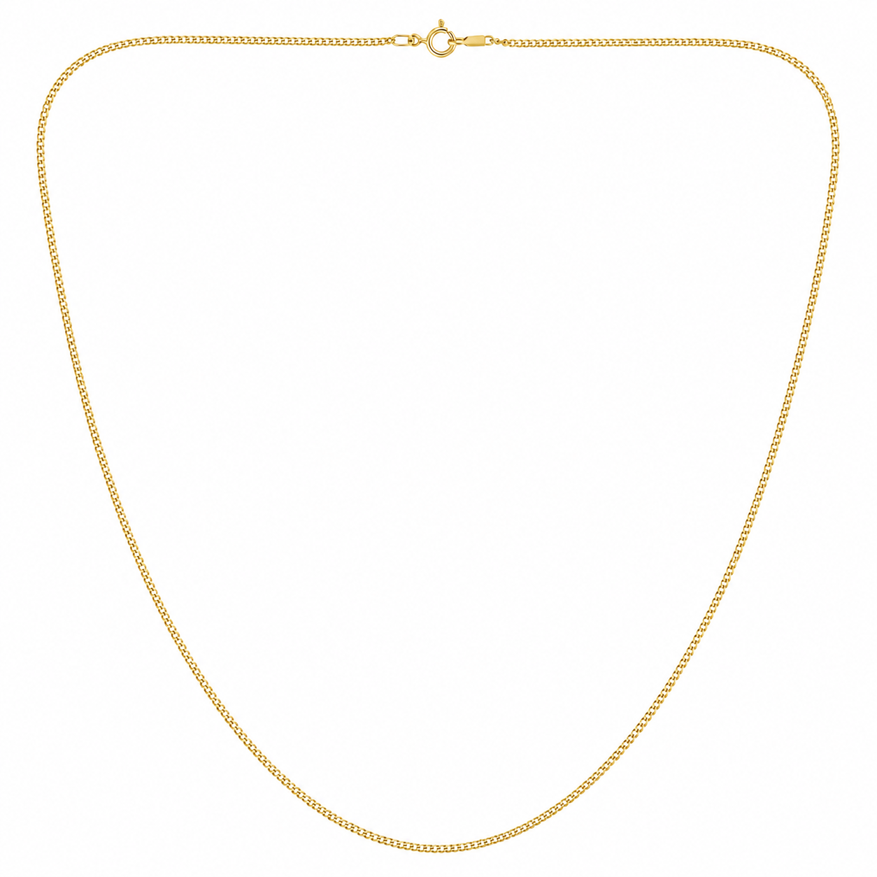 18K Yellow Gold Curb Chain Necklace 18" 1mm
