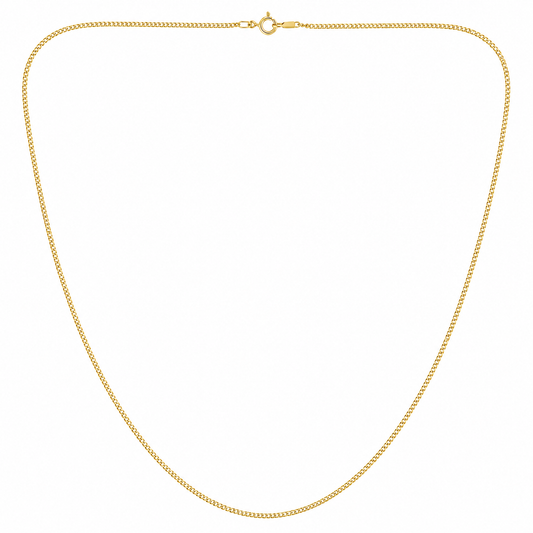 18K Yellow Gold Curb Chain Necklace 18" 1mm