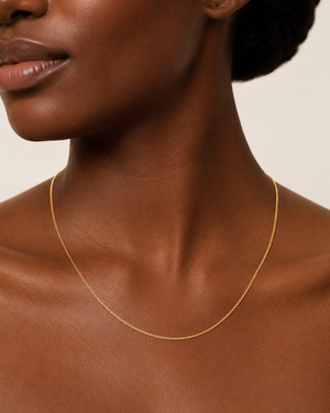18K Yellow Gold Curb Chain Necklace 18" 1mm