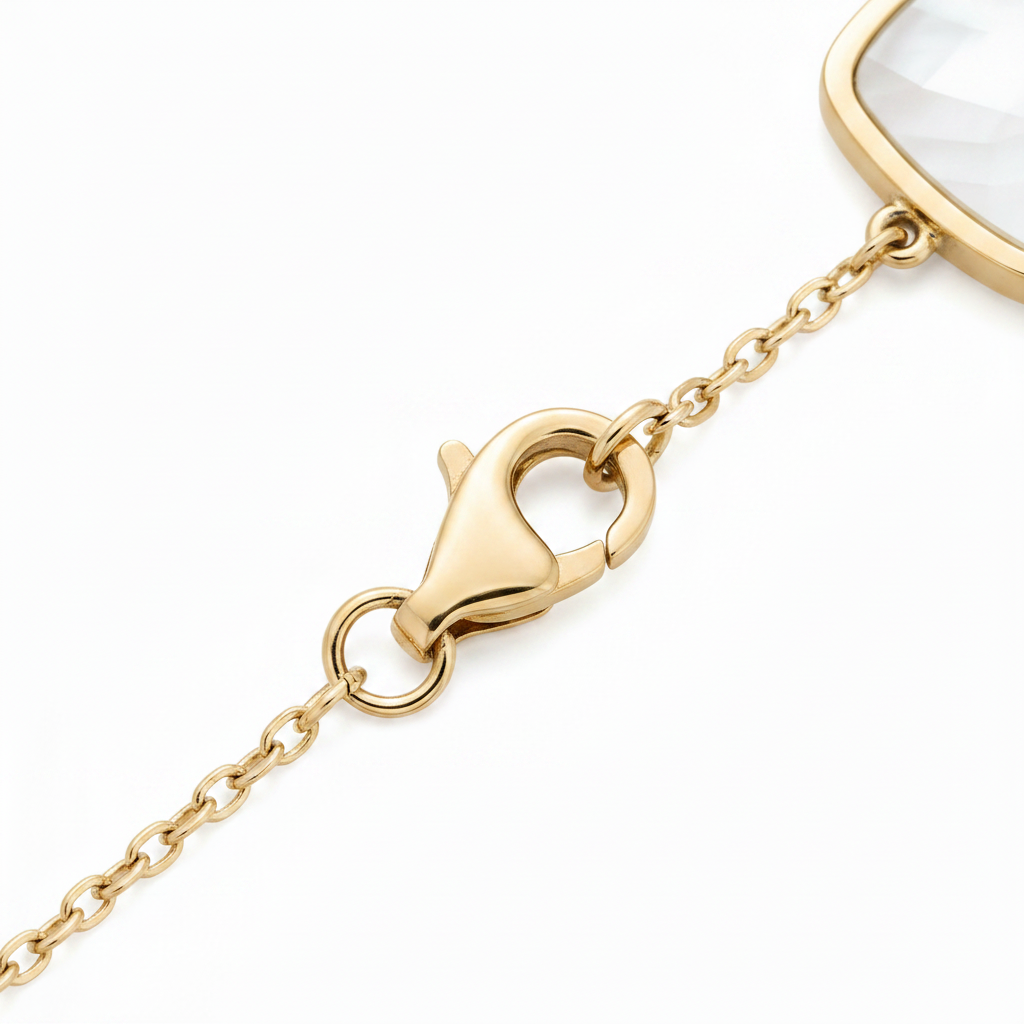 14K Yellow Gold Mother of Pearl Station Bracelet