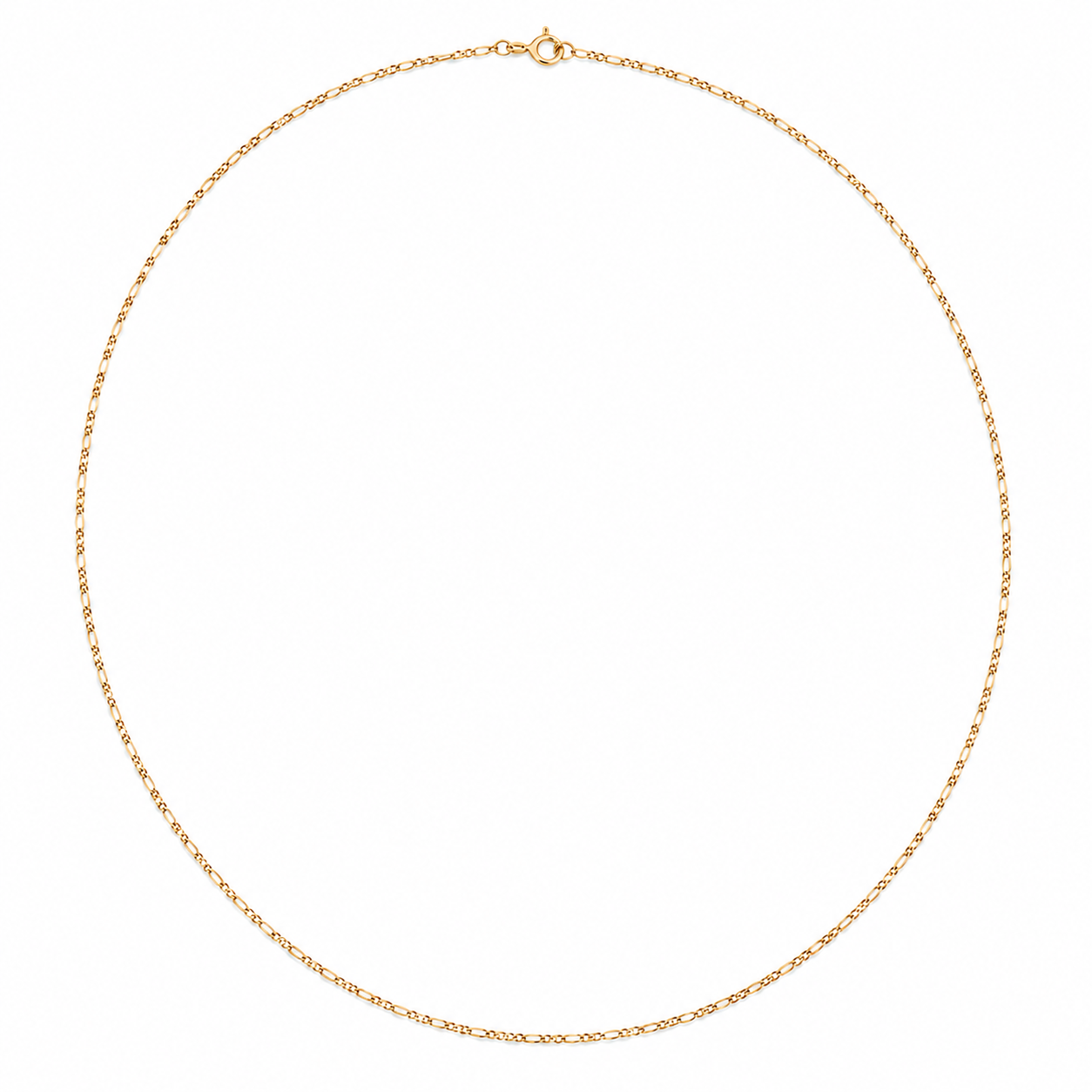 18K Yellow Gold Figaro Chain Necklace 19" 1mm
