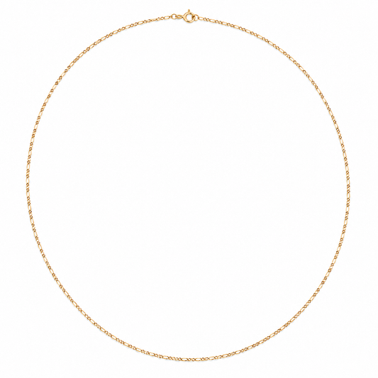 18K Yellow Gold Figaro Chain Necklace 19" 1mm