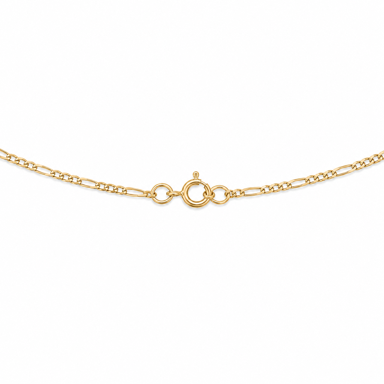 18K Yellow Gold Figaro Chain Necklace 19" 1mm