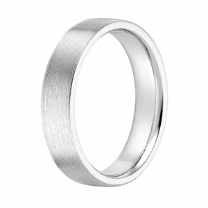 18K White Gold Flat Band Ring 4.3mm Matte Finish