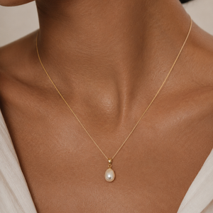 10K Yellow Gold Freshwater Pearl Drop Pendant