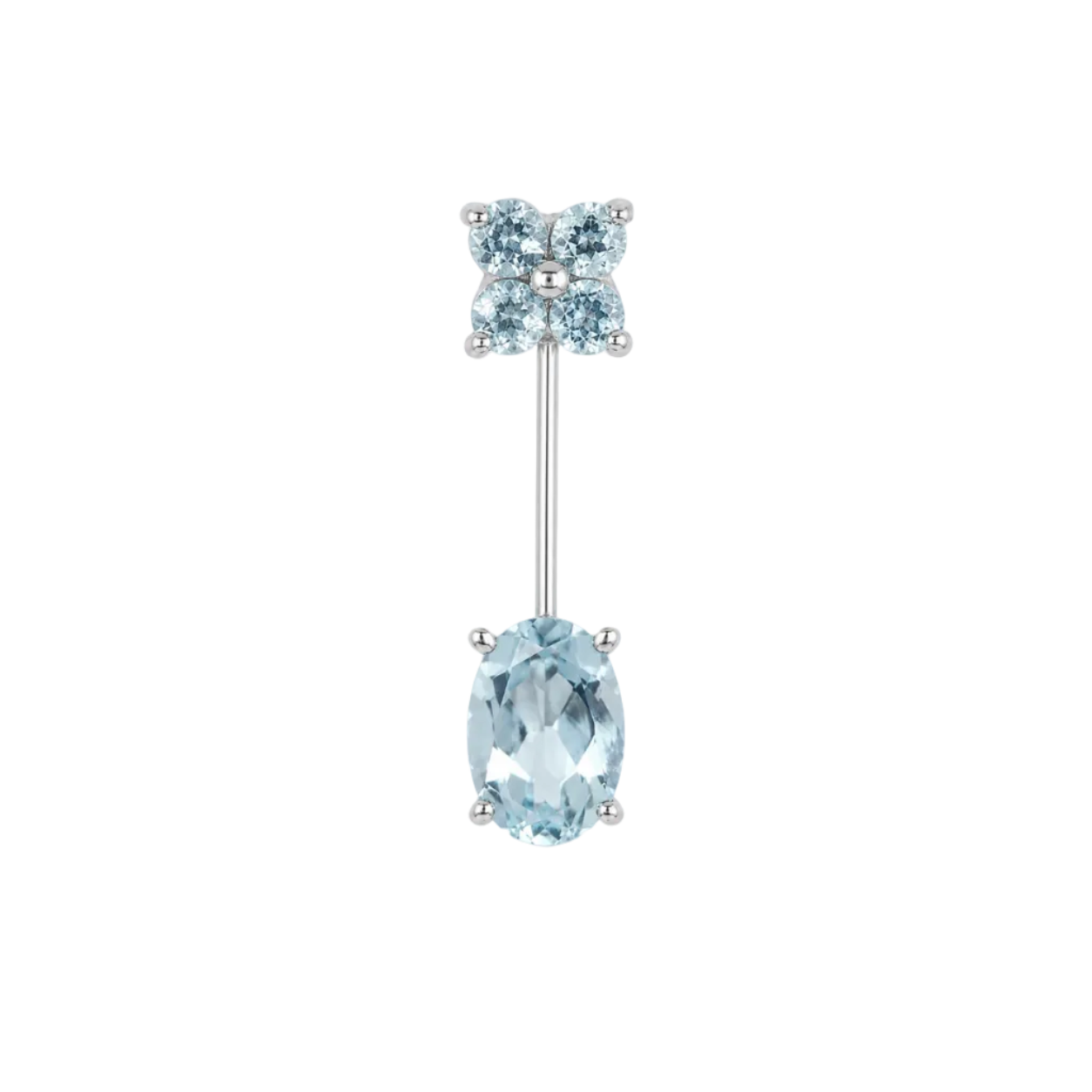 14K White Gold Oval Aquamarine Cluster Pendant