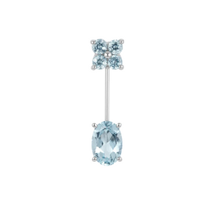 14K White Gold Oval Aquamarine Cluster Pendant