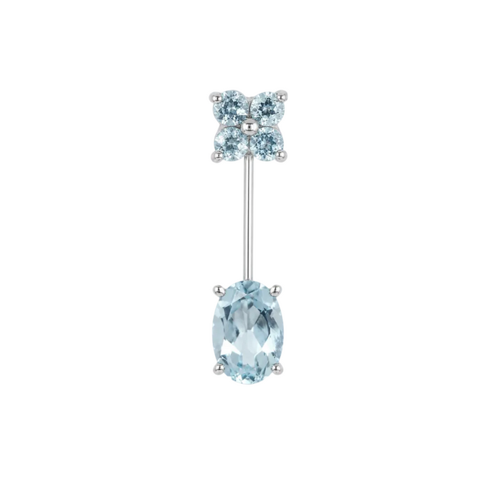 14K White Gold Oval Aquamarine Cluster Pendant