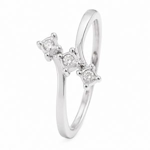 10K White Gold Three-Stone Diamond Bypass Ring