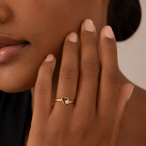 10K Yellow Gold Open Heart Diamond Ring