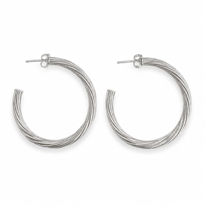 925 Sterling Silver Triple-Tube Hoop Earrings 40mm