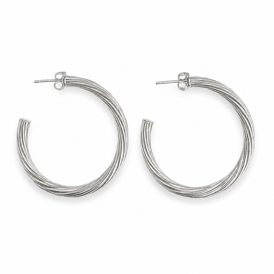 925 Sterling Silver Triple-Tube Hoop Earrings 40mm