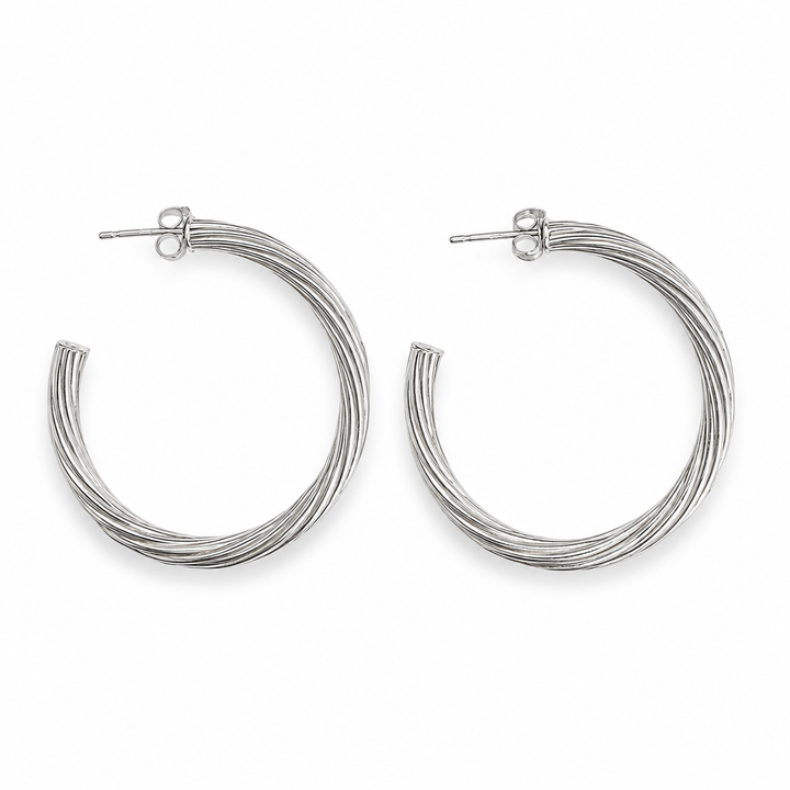 925 Sterling Silver Triple-Tube Hoop Earrings 40mm