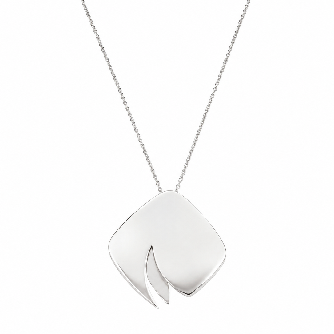 925 Sterling Silver & 14K Gold Modernist Leaf Pendant