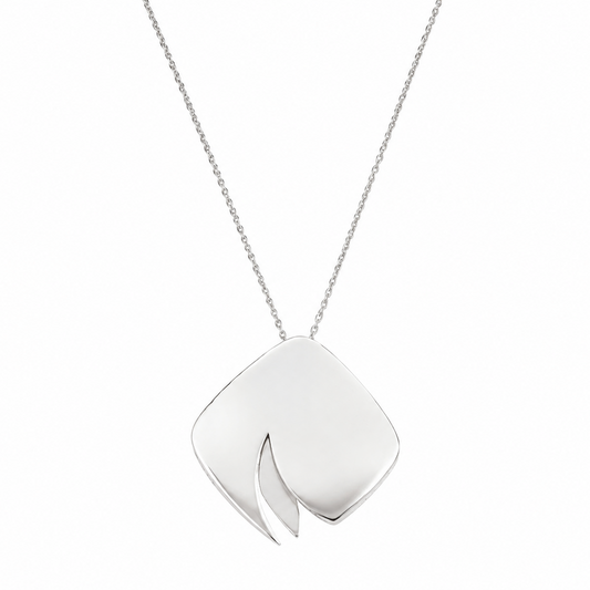 925 Sterling Silver & 14K Gold Modernist Leaf Pendant