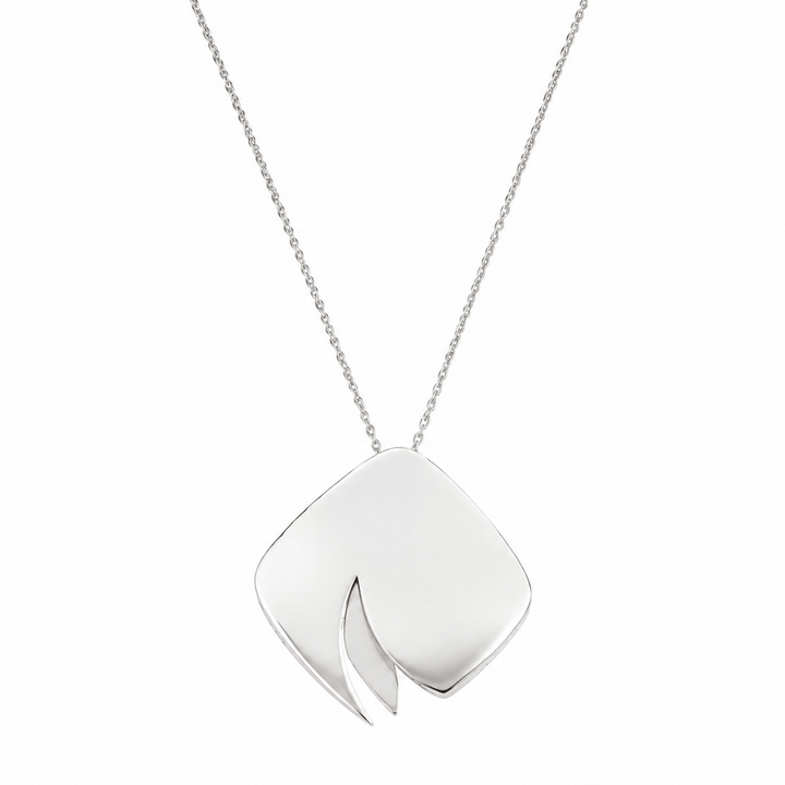 925 Sterling Silver & 14K Gold Modernist Leaf Pendant
