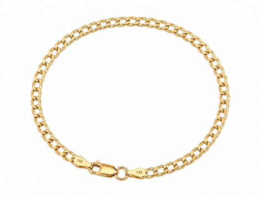 14K Yellow Gold Cuban Link Bracelet 8"