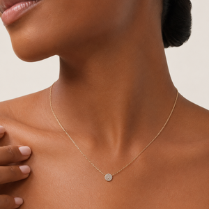 14K Yellow Gold Pavé Diamond Disc Station Necklace