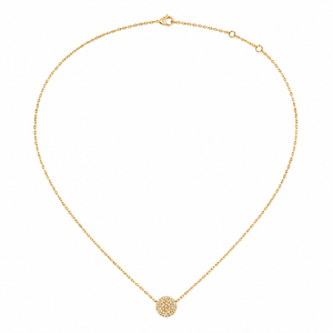 14K Yellow Gold Pavé Diamond Disc Station Necklace