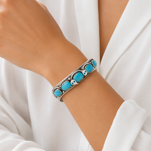 925 Sterling Silver Multi-Stone Turquoise Cuff Bracelet