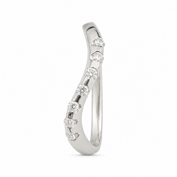 18K White Gold Diamond Wave Band