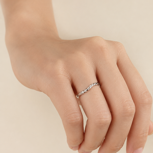18K White Gold Diamond Wave Band