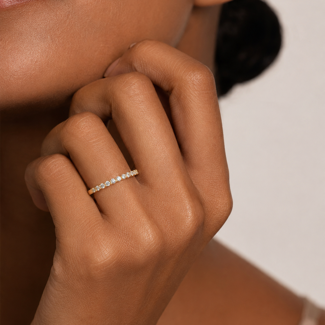 10K Yellow Gold Diamond Half Eternity Band