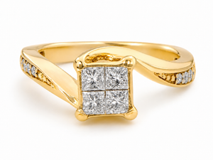 10K Yellow Gold Princess-Cut Diamond Bridal Ring Set