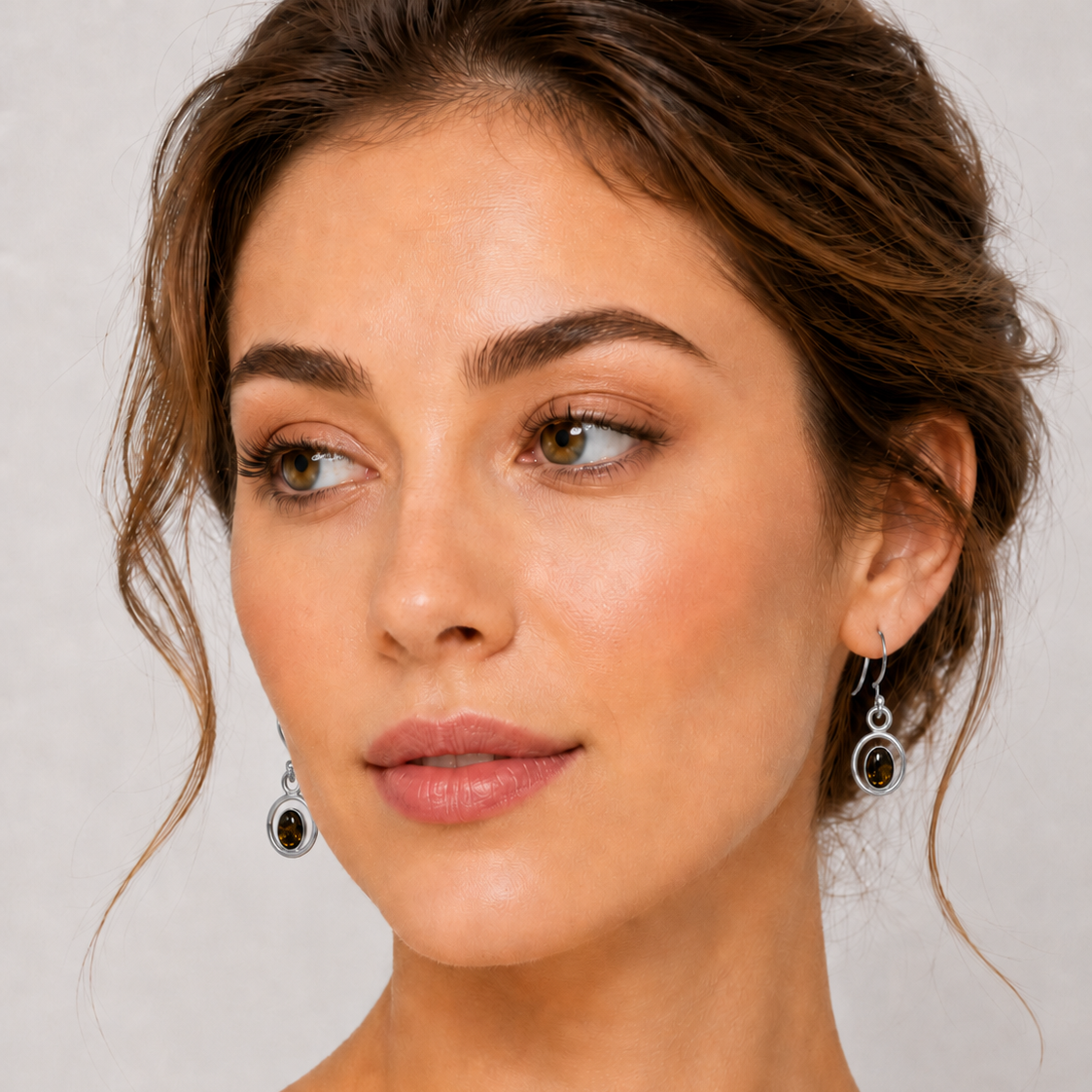 925 Sterling Silver Amber Dangle Earrings