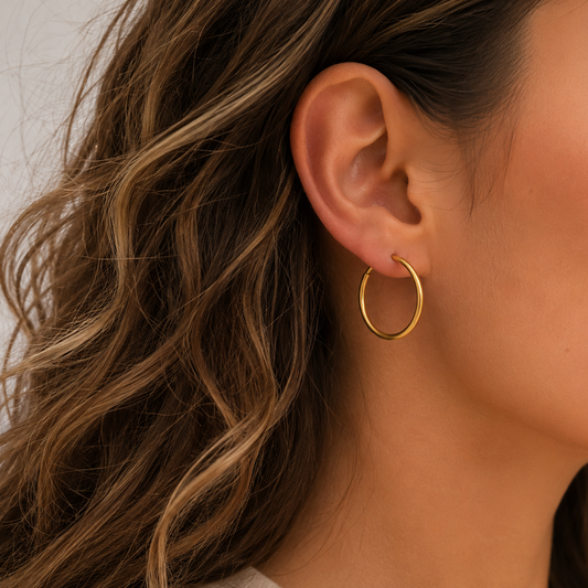 18K Yellow Gold Hoops Earrings