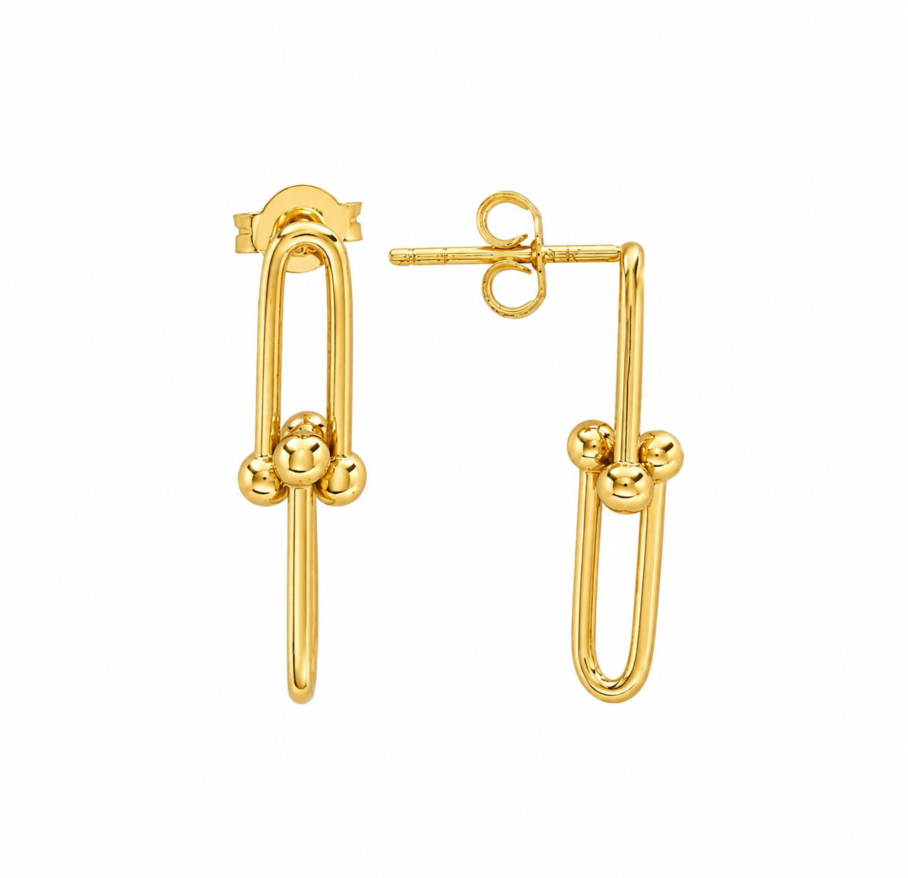 18K Yellow Gold  U-link Style Earrings